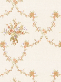 วอลเปเปอร์ลายดอกไม้เป็นพวงพื้นลายผ้าโทนสีส้ม GAR3-B18W