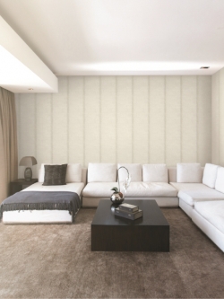 วอลเปเปอร์ลายทางใหญ่ร่องสีขาวมุกพื้นเทกเจอร์ผ้าสีฟ้าอ่อนอมสีม่วงอ่อน BES3-B06W