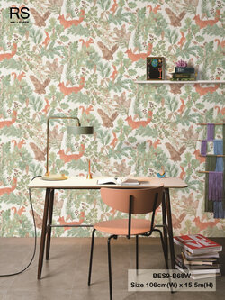 วอลเปเปอร์ลายป่าไม้ ใบไม้ BES9-B68W