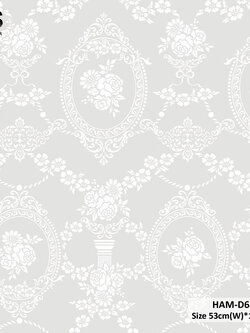 วอลเปเปอร์ลายดอกไม้วินเทจ สีเทาอ่อนขาว HAM-D65