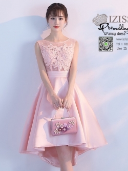 DS028 - **Pre order** ชุดราตรี เดรสสั้นออกงาน (short dresses) ชุดไปงานแต่งงานสวยๆ "ธีมชมพู"
