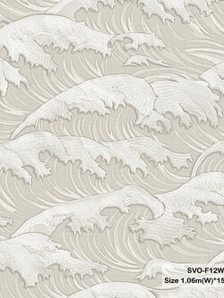 วอลเปเปอร์สไตล์ญี่ปุ่นลายคลื่น สีเทา SVO-F12W