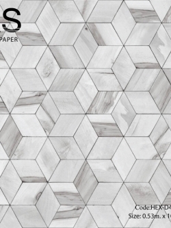 วอลเปเปอร์ลายกล่องไม้กราฟฟิคโทนสีเทาอมม่วงอ่อน HEX-D49