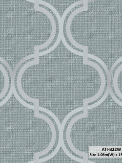 วอลเปเปอร์ลายฉลุเงิน พื้นสีเทาเข้มอมฟ้า ATI-B22W