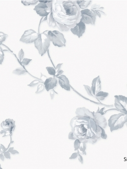 วอลเปเปอร์ลายช่อดอกไม้เลื้อยสไตล์วินเทจโทนสีฟ้าอมขาวพื้นเทกเจอร์ผ้าไหมสีขาวมุก ITT-F52