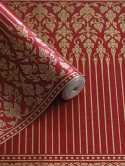 วอลเปเปอร์กรวยเชิงประจำยามสีทองพื้นสีแดง LTH-M40