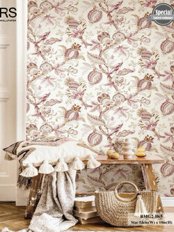 วอลเปเปอร์ลายดอกไม้ สีชมพู พื้นสีครีม BMG2-B65