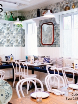 วอลเปเปอร์ลายกระเบื้องสีน้ำเงิน ฟ้า(Moroccan Style)PPL-J42