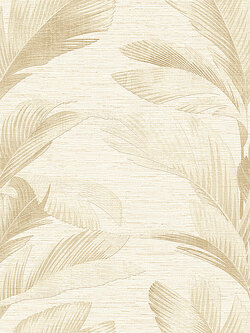 วอลเปเปอร์ลายใบไม้ทรอปิคอลสีน้ำตาล พื้นครีม PMI-C03W