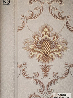 วอลเปเปอร์ ลายคลาสสิคผสมลายทาง สีน้ำตาลอ่อน NDI-R15