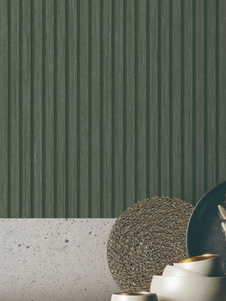 วอลเปเปอร์ลายไม้ระแนงขนาด 2 เซ็นฯ เซาะร่อง สีเขียวอมเทา ST4-C25W