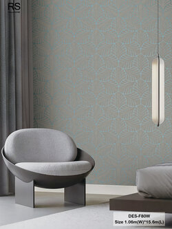 วอลเปเปอร์ลายใบไม้ ลายสีฟ้า พื้นสีเทาเข้ม DES-F80W