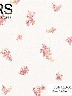 วอลเปเปอร์ลายดอกไม้เล็กโทนสีขาวอมน้ำตาลหม่นๆ FCO-D53W