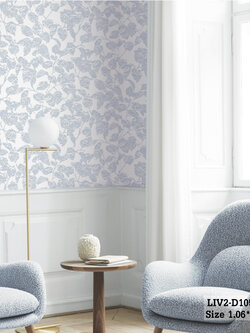 วอลเปเปอร์ ลายใบไม้สีฟ้า LIV2-D105W