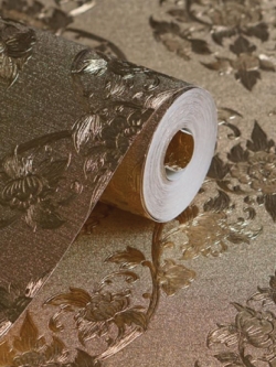 วอลเปเปอร์ลายดอกพุดตานสีทองพื้นสีทอง LTH-M22