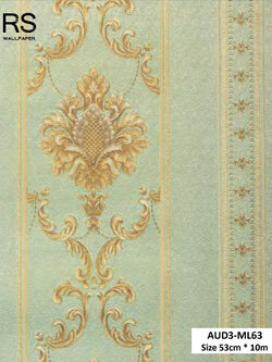 วอลเปเปอร์ลายหลุยส์คลาสสิค สีเขียวทอง AUD3-ML63