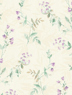 วอลเปเปอร์ลายดอกไม้สีม่วง พื้นสีขาว BLO-C26W