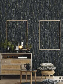 วอลเปเปอร์ ลายหินอ่อนสีดำปนทอง EL-F05