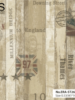 วอลเปเปอร์ ลายไม้วินเทจ โทนสีน้ำตาลเหลืองอ่อน No.ERA-ST26