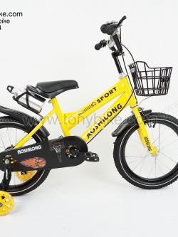 จักรยานเด็ก ล้อ 16 นิ้ว แฮนด์สูง กระติกอลูมิเนียม สีเหลือง