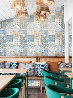 วอลเปเปอร์ลายกระเบื้องสีน้ำเงิน ฟ้า(Moroccan Style)PPL-J44