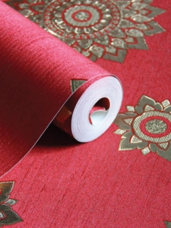 วอลเปเปอร์แบบไทยลายดาวสีแดงพื้นสีแดง LTH-M30