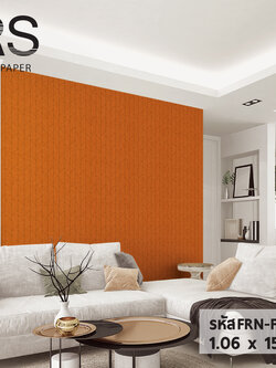 วอลเปเปอร์ลายกราฟฟิค เส้นสีน้ำตาล พื้นสีส้มอิฐ FRN-F73W