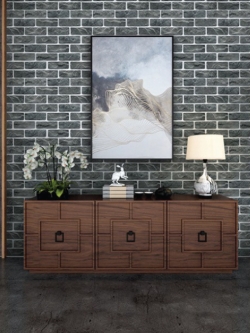 วอลเปเปอร์ลาย อิฐเทาดำ ร่องขาว PPL-J64