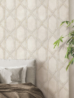 วอลเปเปอร์ลายตาข่ายสไตล์โมเดิร์น พื้นลายปูนเปลือยสีน้ำตาลเบจ EPI-F93W