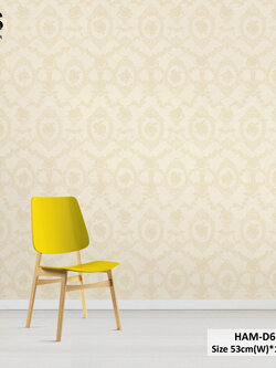 วอลเปเปอร์ลายดอกไม้วินเทจ สีครีมทอง HAM-D61