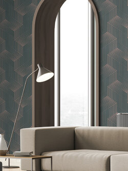 วอลเปเปอร์โมเดิร์นกราฟฟิคสีชมพูพื้นเทาดำอมเขียวเข้ม EPI-F27W