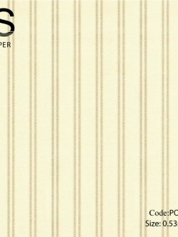 วอลเปเปอร์ลายทางเล็กเส้นสีน้ำตาลเงาพื้นโทนสีครีม PO-MD80