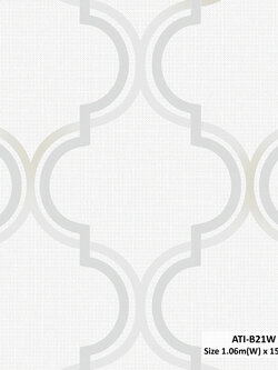 วอลเปเปอร์ลายฉลุเงิน พื้นสีขาวอมเทาอ่อน ATI-B21W