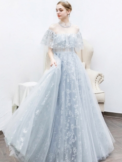 DL087 **พรีออเดอร์**ชุดออกงานสีเทา ชุดราตรี เดรสยาวออกงาน (Night party dresses) ชุดไปงานแต่งงานสวยๆ "ธีมสีเทา"