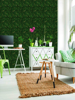 วอลเปเปอร์ สไตล์โมเดิร์น สีเขียวปนทอง CAS2-D44