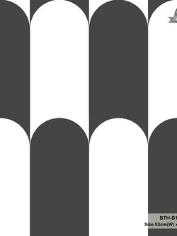 วอลเปเปอร์ลายทางทรงโค้ง สีดำสลับสีขาว BTH-B17