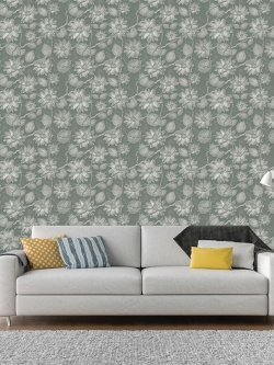 วอลเปเปอร์รูปวาด ดอกไม้ สีน้ำเทา ดำ (Rustic Style) MAD-D51