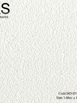 วอลเปเปอร์เทกเจอร์ปูนผนังบ้านผิวเรียบพื้นสีขาวมีกลิตเตอร์สีเงินแทรก SK3-D123W