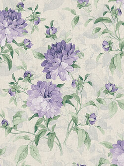 วอลเปเปอร์ลายดอกไม้สีม่วง พื้นสีเทา BLO-C07W