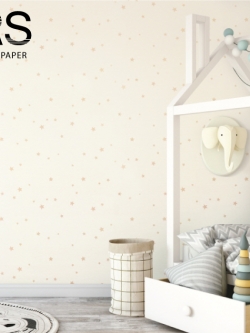 วอลเปเปอร์ลายดาวสีทองอ่อนพื้นสีชมพูอ่อน BES3-B160W