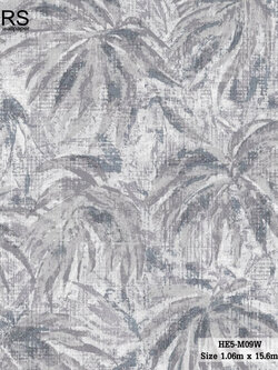 วอลเปเปอร์ลายใบไม้ โทนสีเทาเงิน HE5-M09W