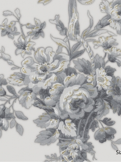 วอลเปเปอร์ลายดอกไม้พุ่มดอกสีเงินแกมทองพื้นเทกเจอร์เส้นแนวนอนสีเงิน ITT-F01
