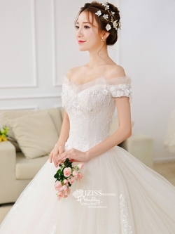 BR349 **พรีออเดอร์**ชุดแต่งงาน&ชุดเจ้าสาวแบบยาวอลังการ สีขาวเกรดพรีเมี่ยม หรูหราน่ารัก สวยโดดเด่นไม่ซ้ำใคร