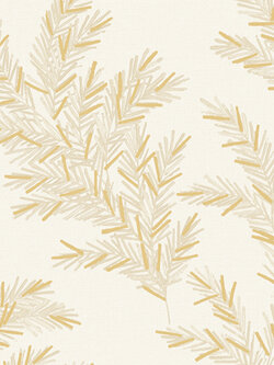 วอลเปเปอร์ลายใบไม้ สีน้ำตาลทอง พื้นสีครีม DES-F20W