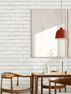 วอลเปเปอร์ลายอิฐ สีขาวอมเทาอ่อน NA4-D40W