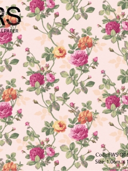 วอลเปเปอร์ลายดอกไม้ พื้นหลังลายผ้าสีชมพู FWS-D16W