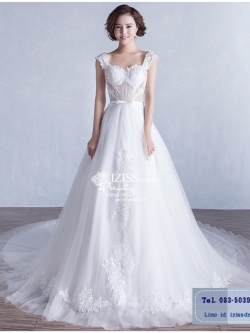 BR190 **พรีออเดอร์**ชุดแต่งงาน&ชุดเจ้าสาวแบบยาวสีขาวเกรดพรีเมี่ยม เปิดไหล่ มีแขน หรูหราน่ารัก สวยโดดเด่นไม่ซ้ำใคร