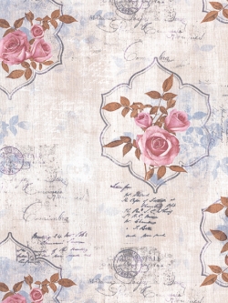 วอลเปเปอร์สไตล์วินเทจลายกรอบมีดอกกุหลาบสีม่วงอมทองพื้นม่วงอมขาว GAR3-B52W