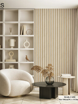 วอลเปเปอร์ลายไม้ระแนง สีน้ำตาลสลับสีขาว MAR-C18W