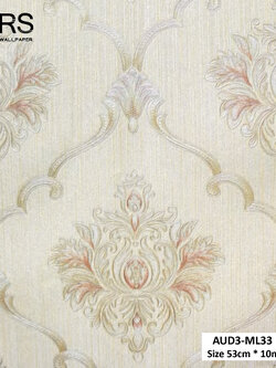 วอลเปเปอร์ลายหลุยส์สีเงิน พื้นสีน้ำตาล AUD3-ML33